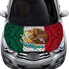 Pasksamtu Mexico flag hood cover front view shows bold national colors and instant identity