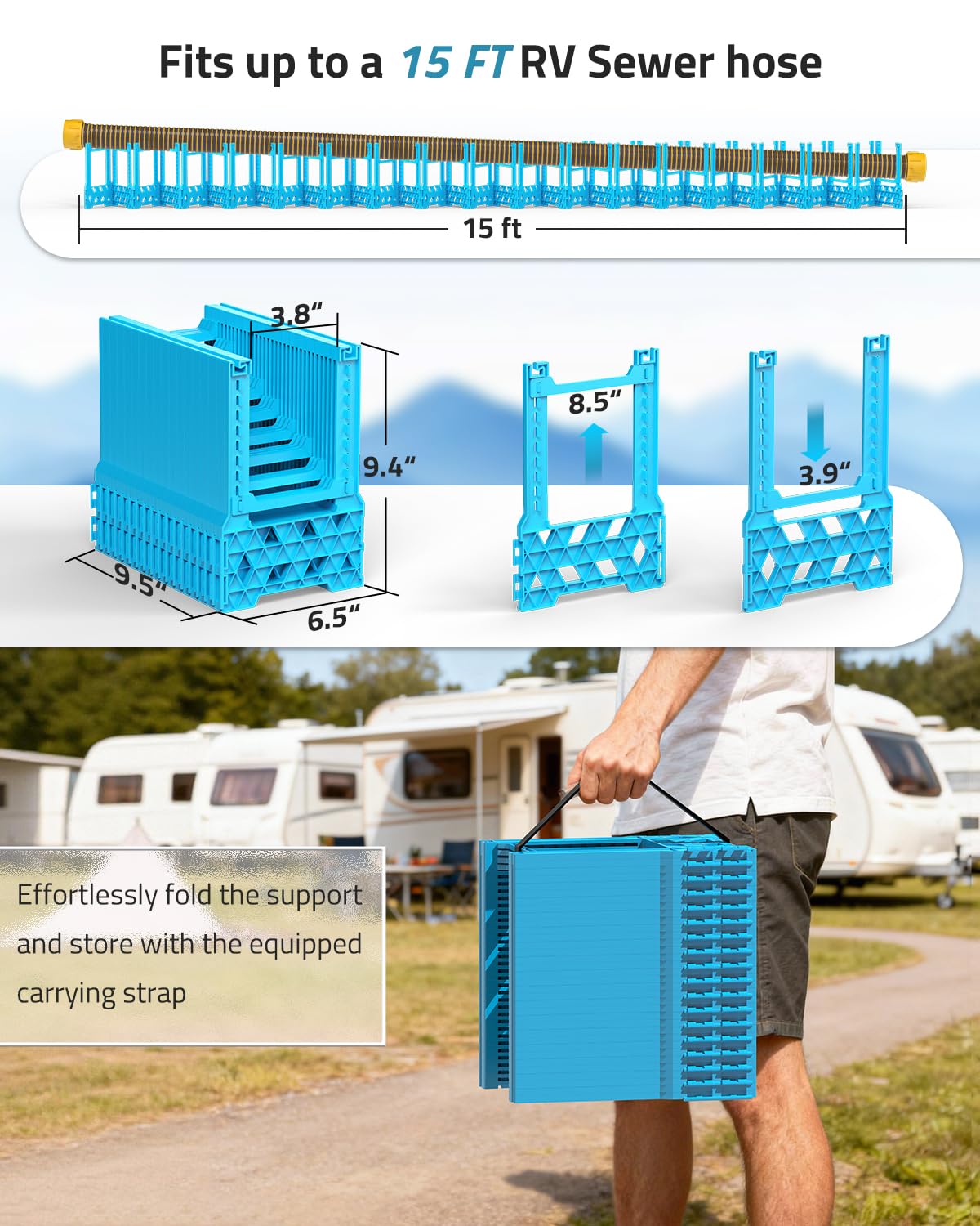 PAULINN size and scale with RV hose demonstrating compatibility with common diameters benefit