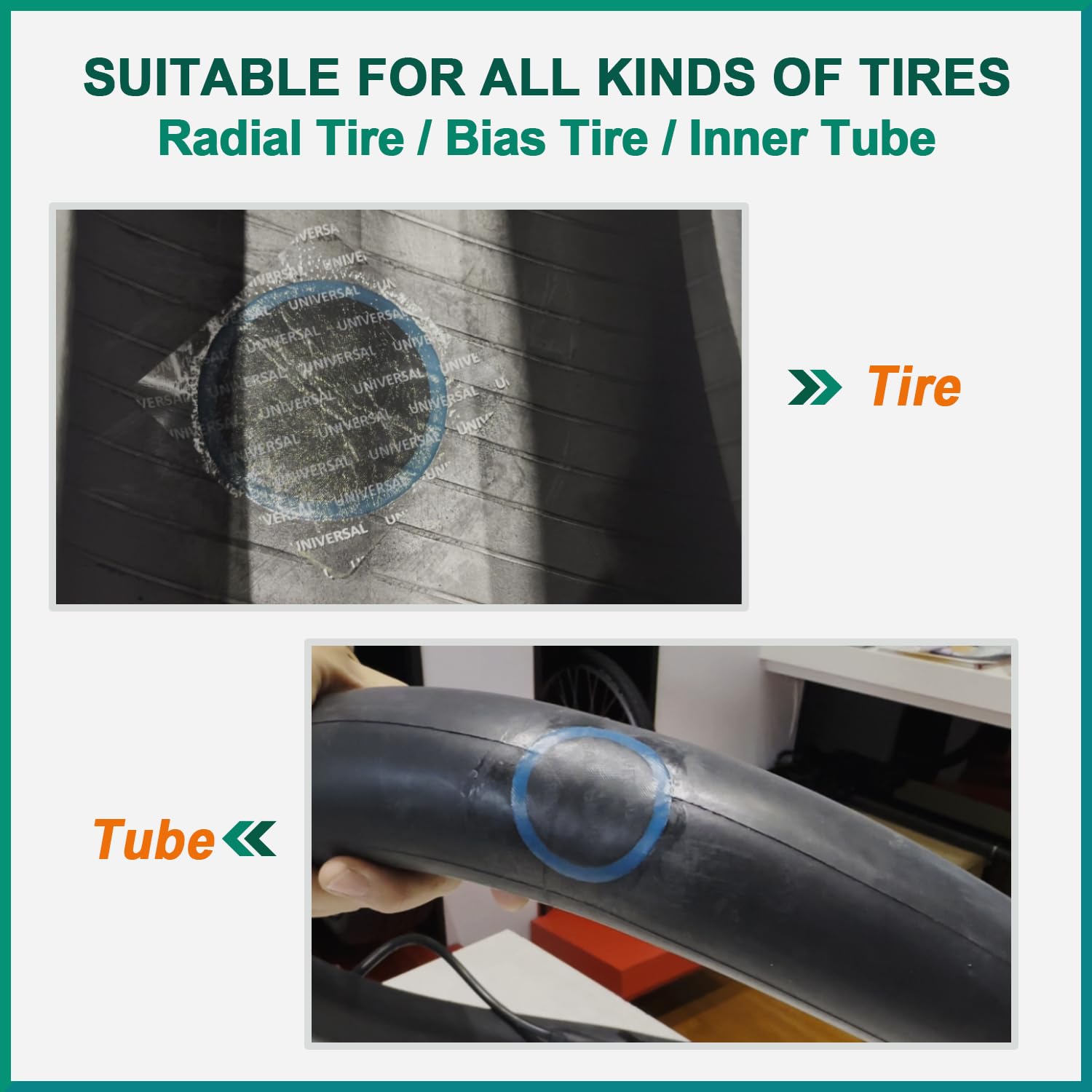 PAX patch being applied to an inner tube demonstrating secure bonding technique