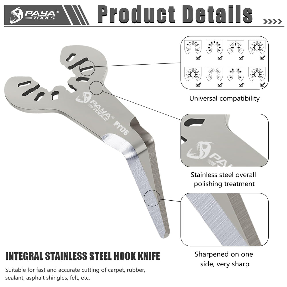 PAYA TOOLS stainless steel edge detail showing extra-sharp cutting for clean removal