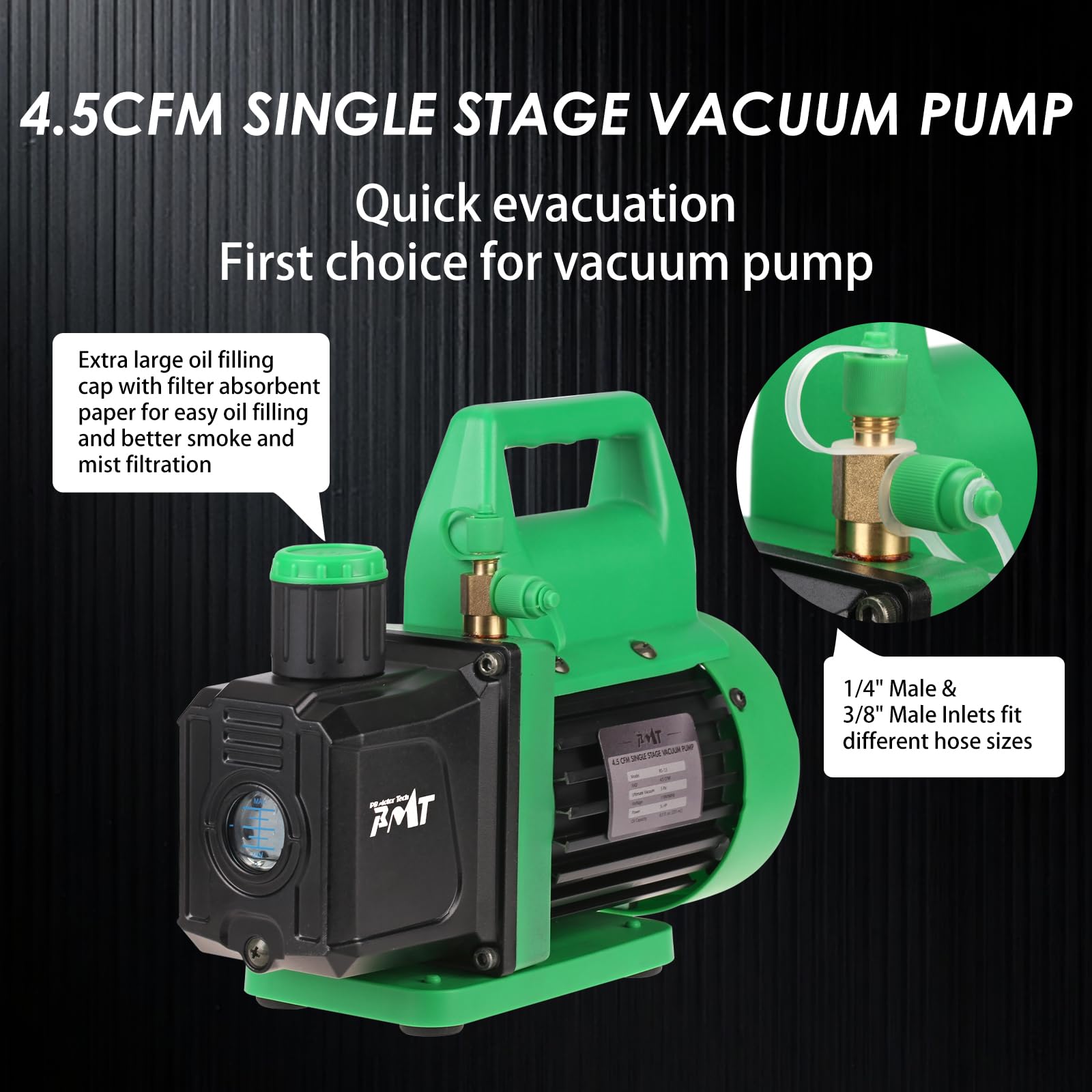 PB Motor Tech pump connected to a vehicle A/C showing reliable evacuation performance
