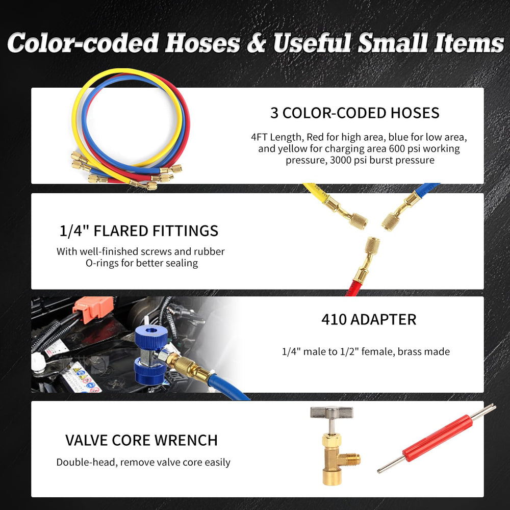 PB Motor Tech BMT three color-coded hoses and metal couplers organized for fast connections
