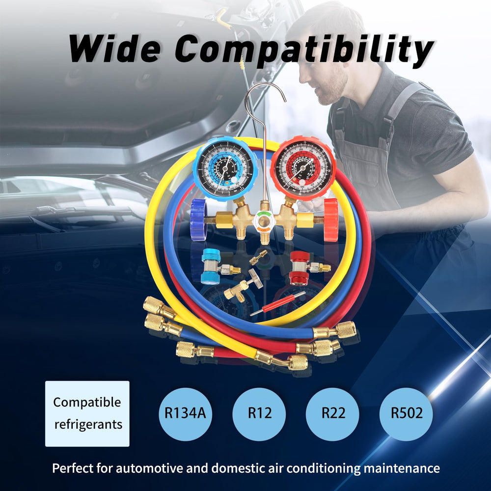 PB Motor Tech BMT manifold connected to car AC showing practical use and service efficiency