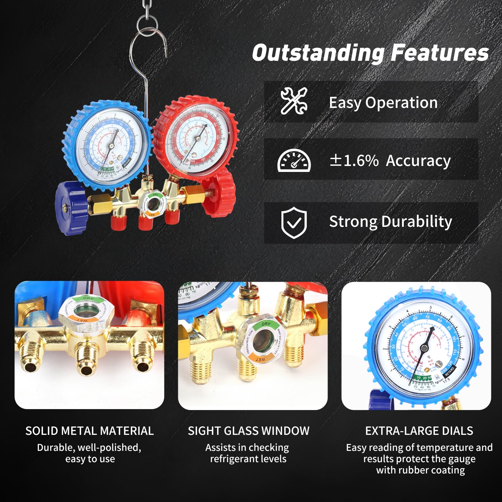 PB Motor Tech sight glass detail facilitating refrigerant condition checks during charging