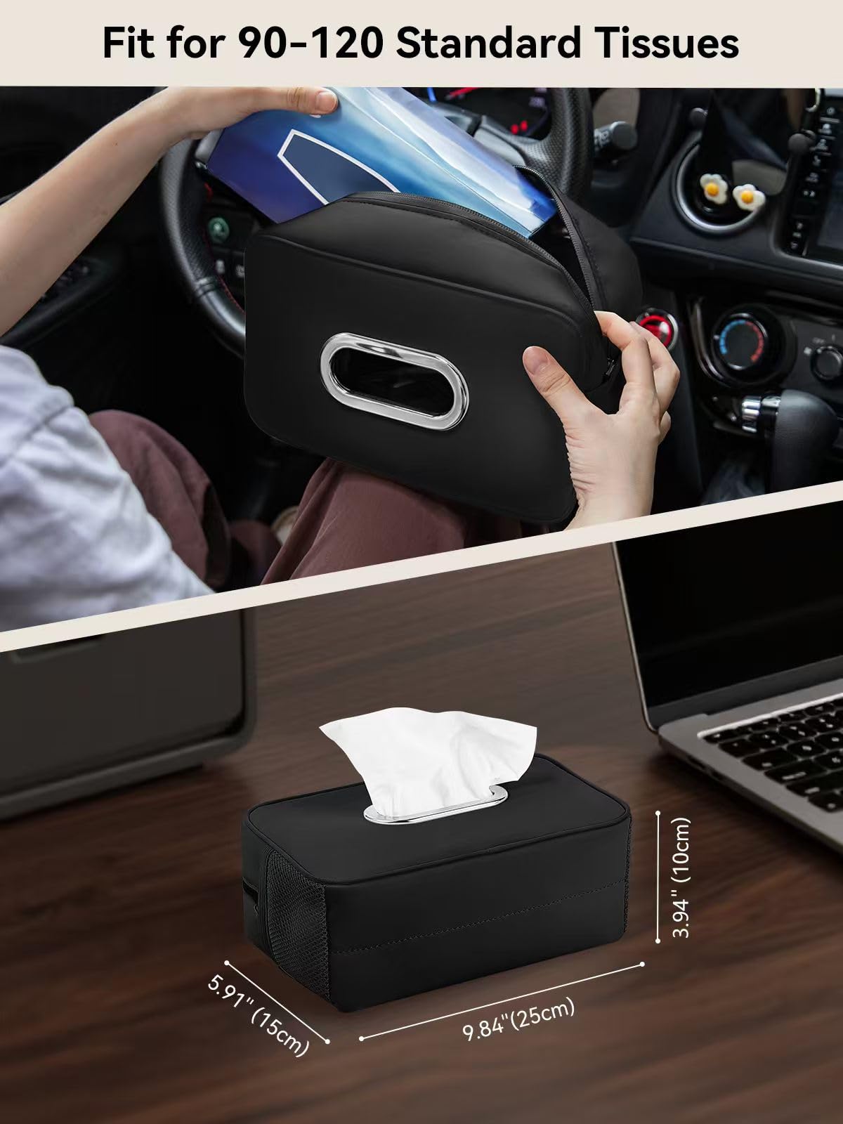 Pcnjozx beside a standard tissue box showing size compatibility and fit