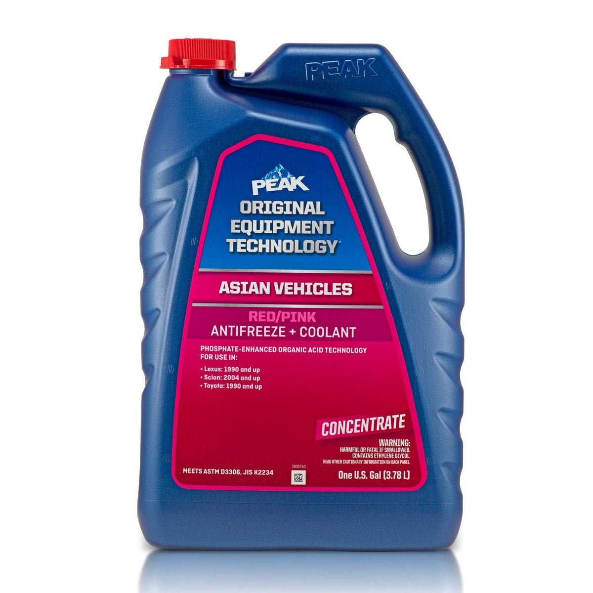 PEAK product front label showing red/pink concentrate and capacity benefits