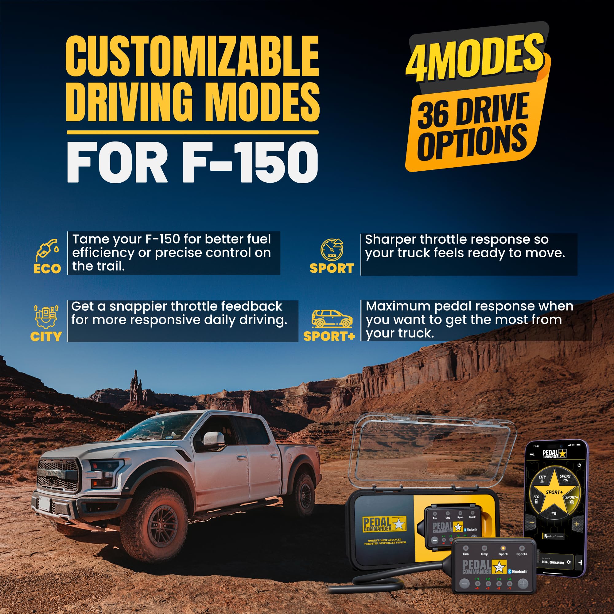 PEDAL COMMANDER installed in F-150 cab improving pedal response instantly