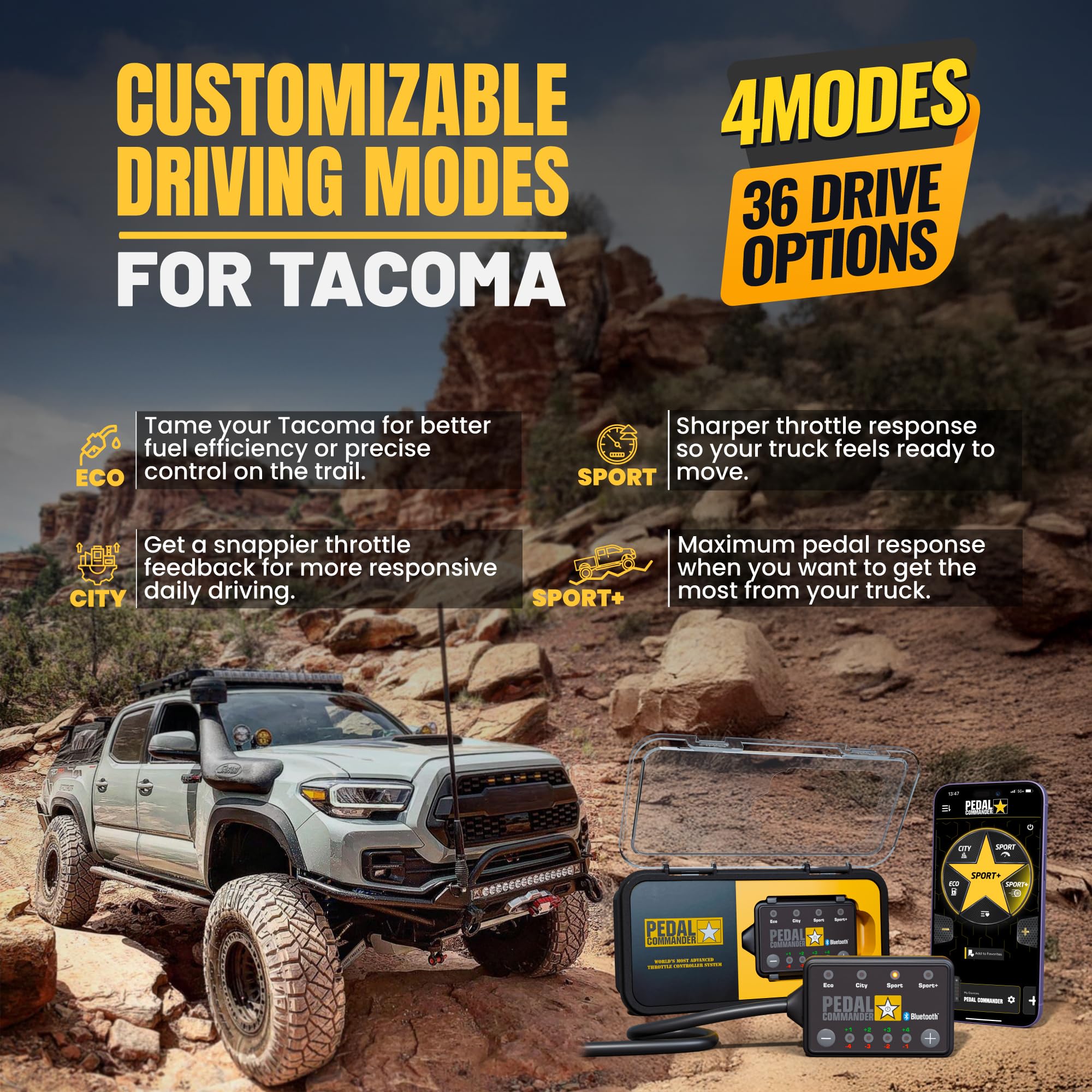 PEDAL COMMANDER installed under dash in Tacoma demonstrating discreet placement