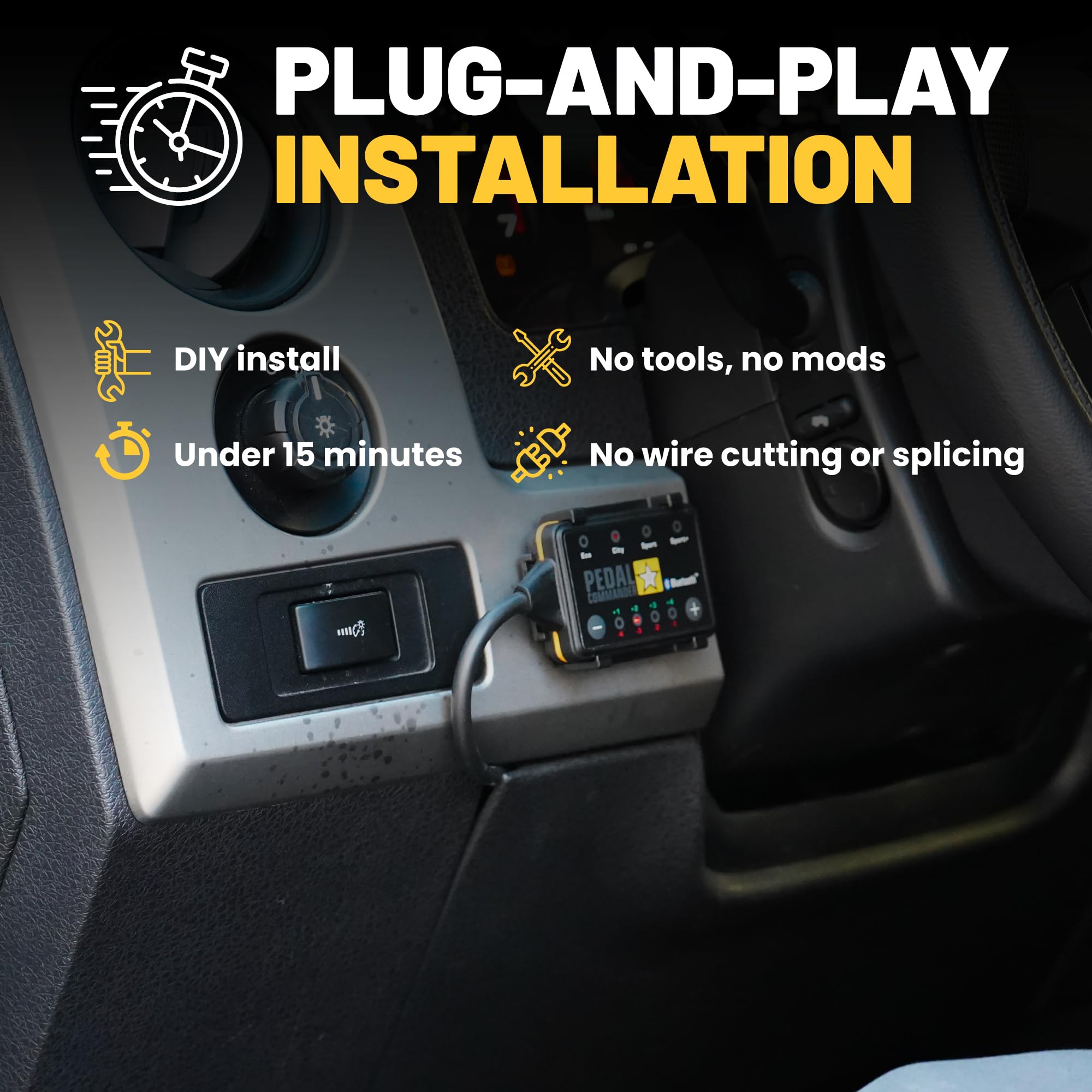 PEDAL COMMANDER label and specs highlighting model compatibility and safety