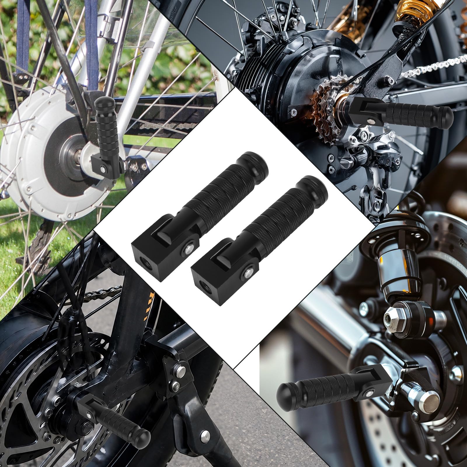 Penitue pegs on a commuter e-bike illustrating comfortable passenger use