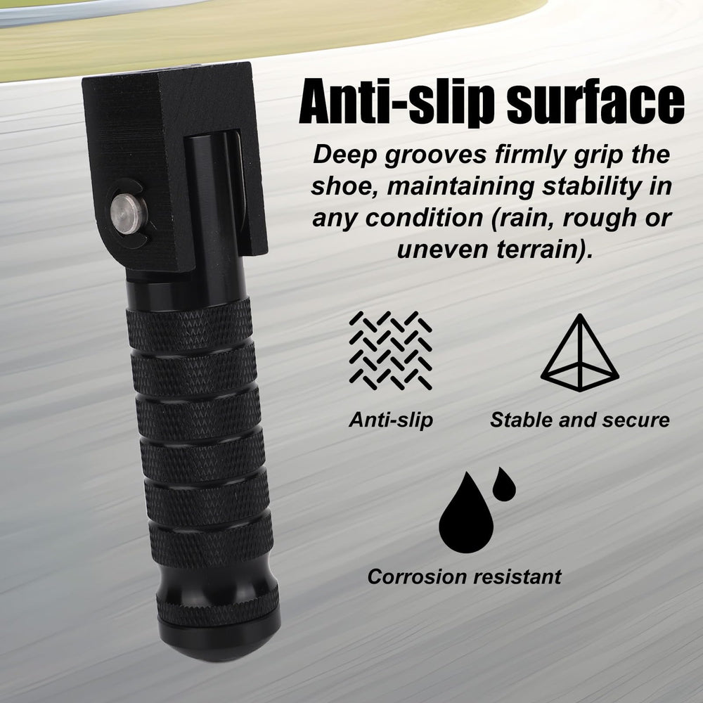 Penitue pegs installed on an e-bike providing passenger stability