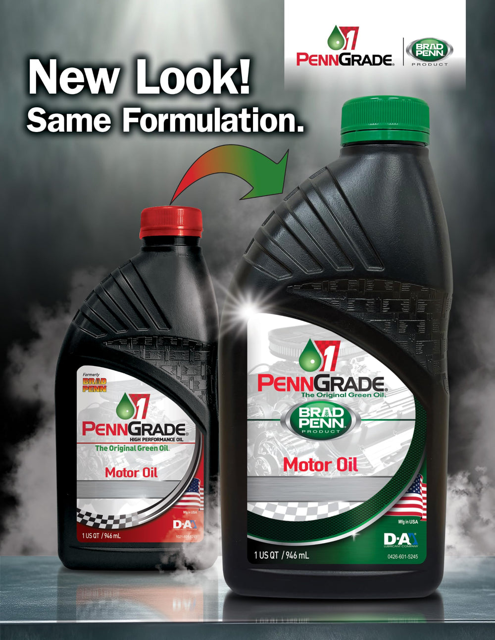 PENN GRADE1 bottle in classic car garage conveying performance maintenance