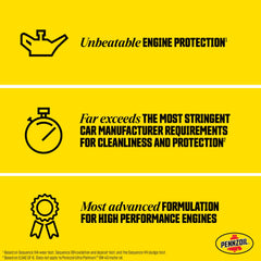 Close-up of Pennzoil Ultra Platinum label highlighting 5W-20 specification