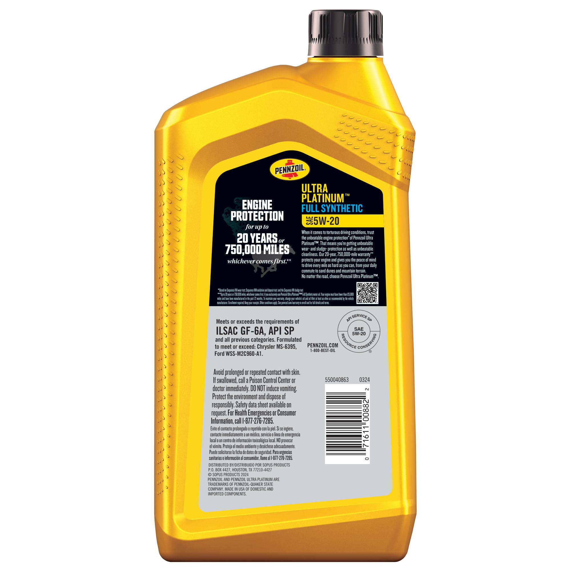 Pennzoil Ultra Platinum six-pack boxed supply for convenient maintenance