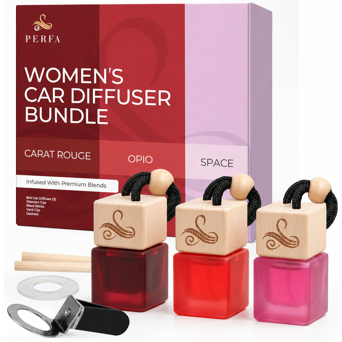 Perfa front view of three-scent kit showing elegant packaging and variety benefit