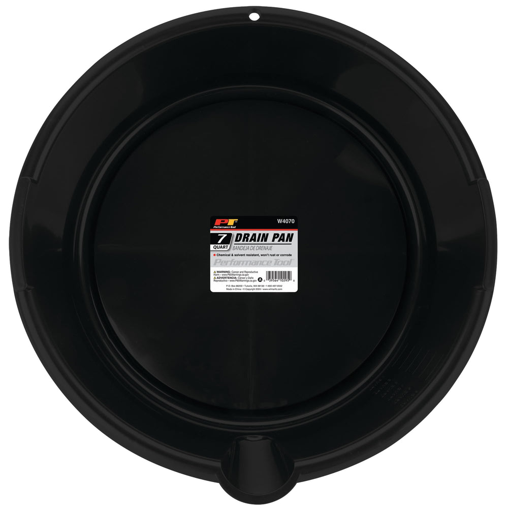 Performance Tool W4070 in garage use with fluid collection showing tidy maintenance benefit