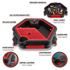 Performance Tool top view of 8-liter drain pan highlighting capacity