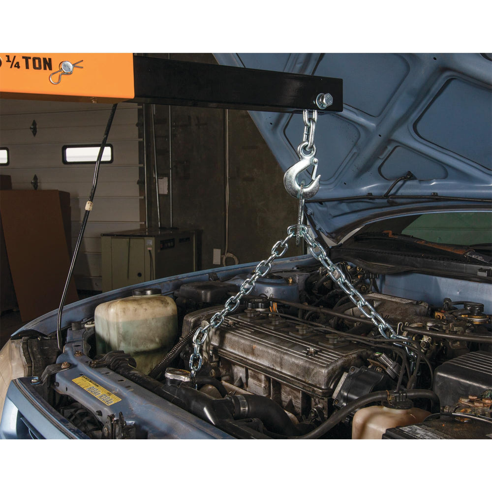 Performance Tool chain attached to hoist demonstrating secure lifting and balanced support