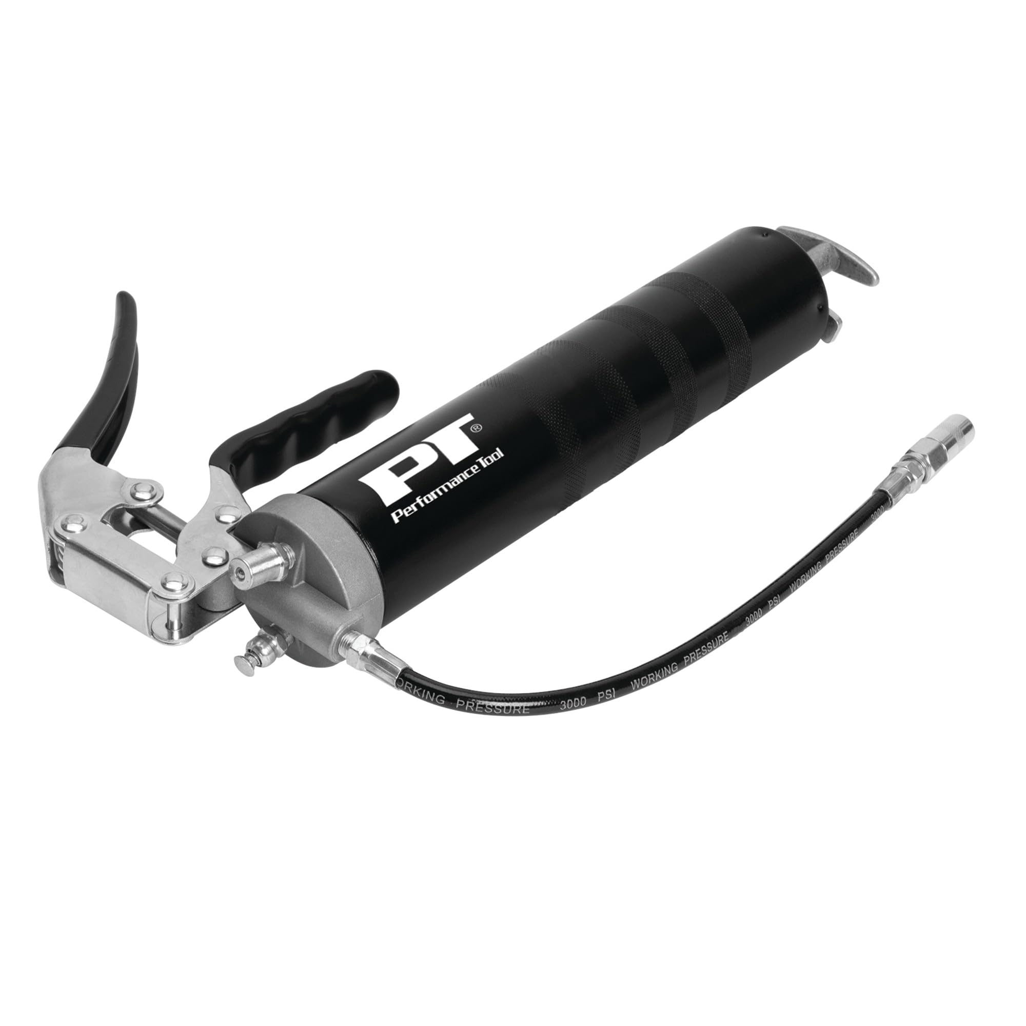 Performance Tool W54204 front view showing compact professional grease gun, durable performance
