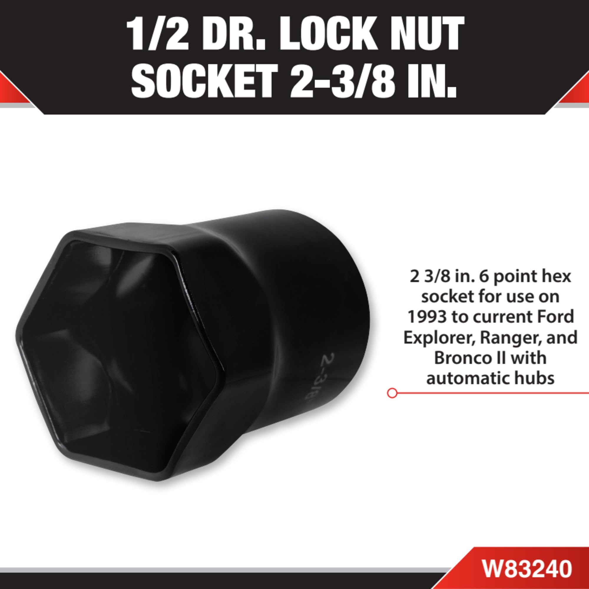 Performance Tool W83240 close-up of 6-point hex profile for improved grip and torque