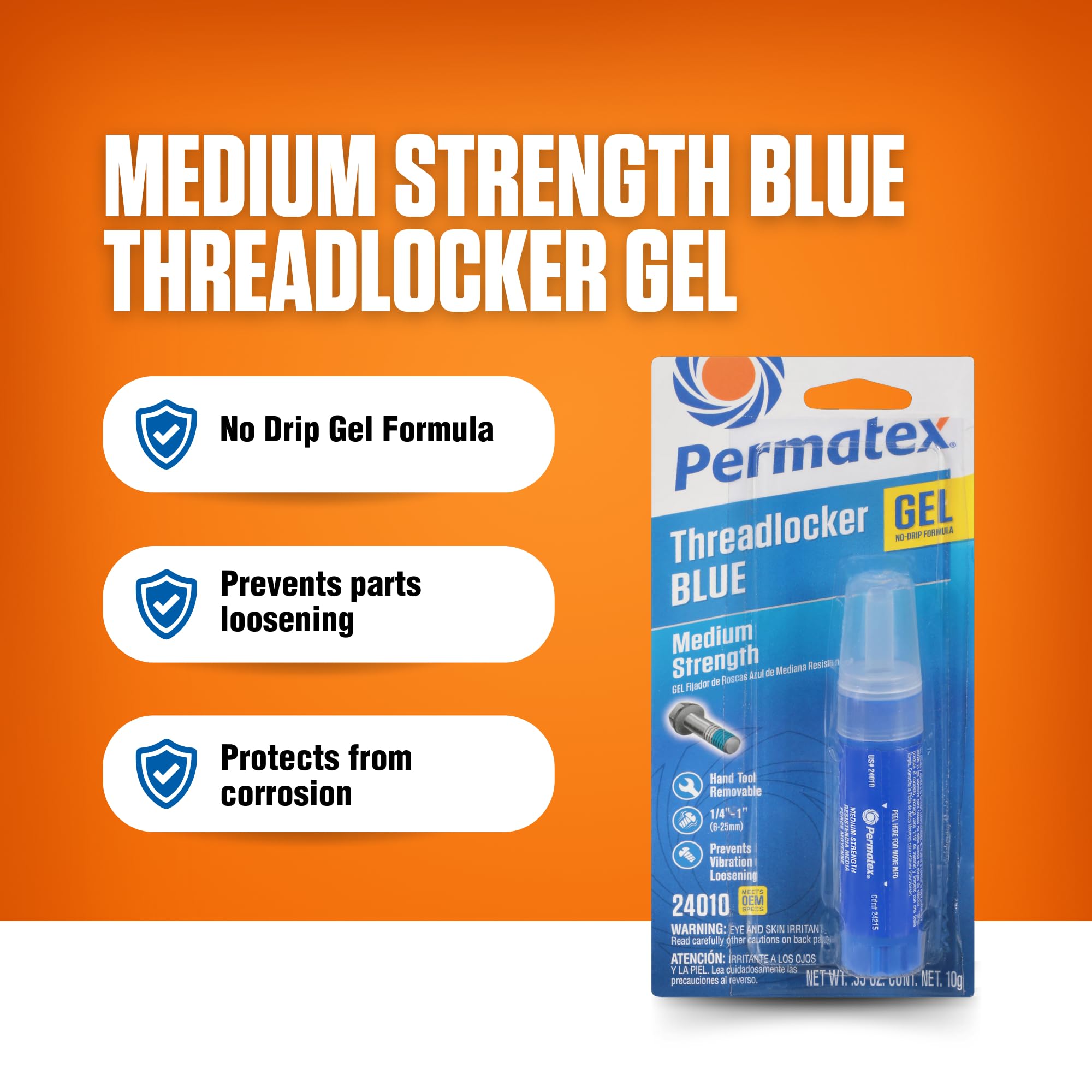 Permatex blue gel texture close-up demonstrating no-drip formula control