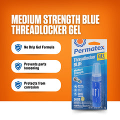 Permatex blue gel texture close-up demonstrating no-drip formula control