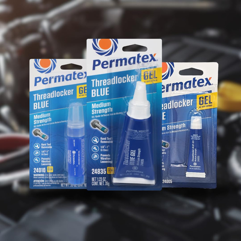 Permatex label details highlighting threadlocker strength and recommended uses