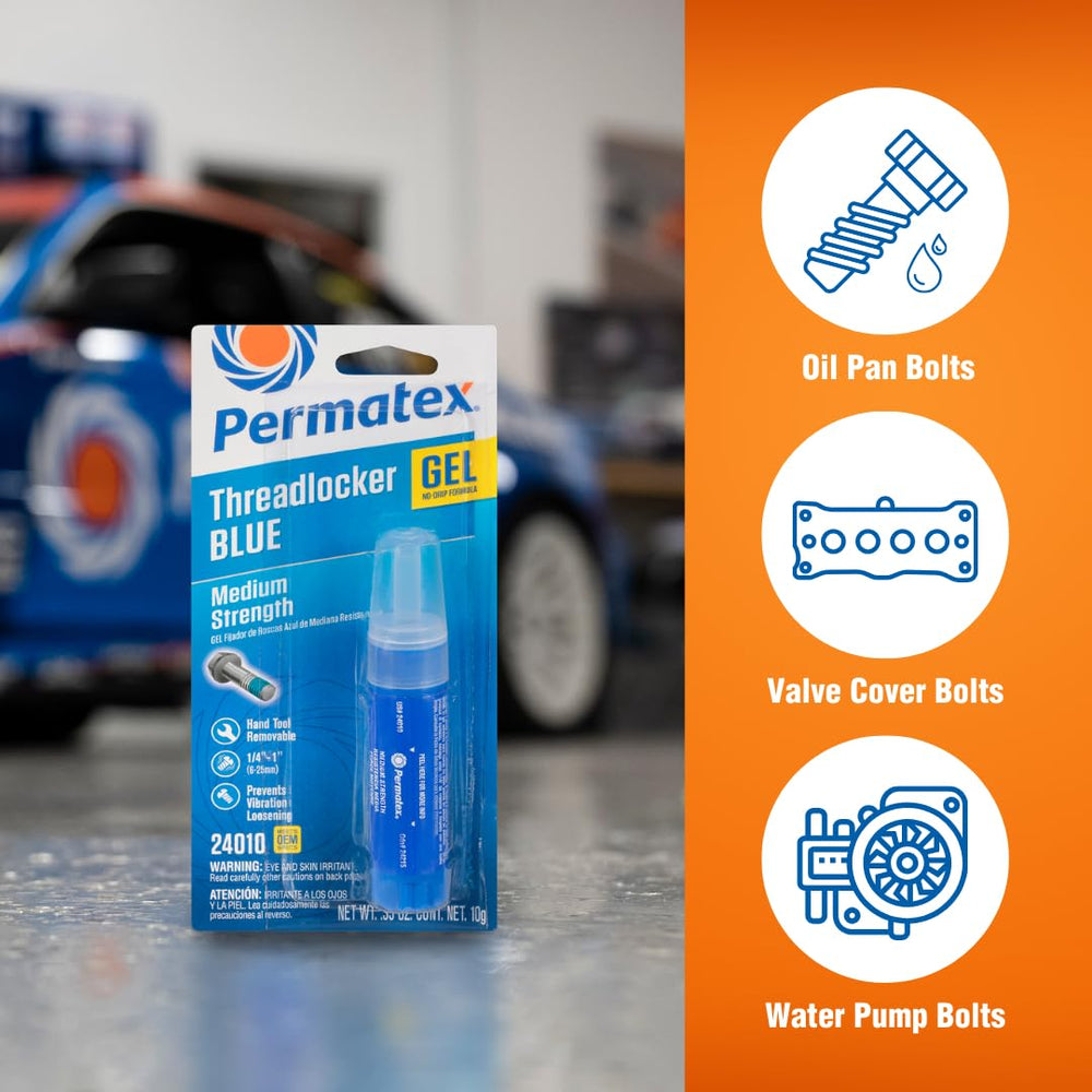 Permatex alongside ruler to display 10 g size and compact portability