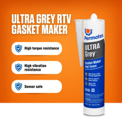 Permatex Ultra Grey applied seam close-up showing clean rigid gasket seal