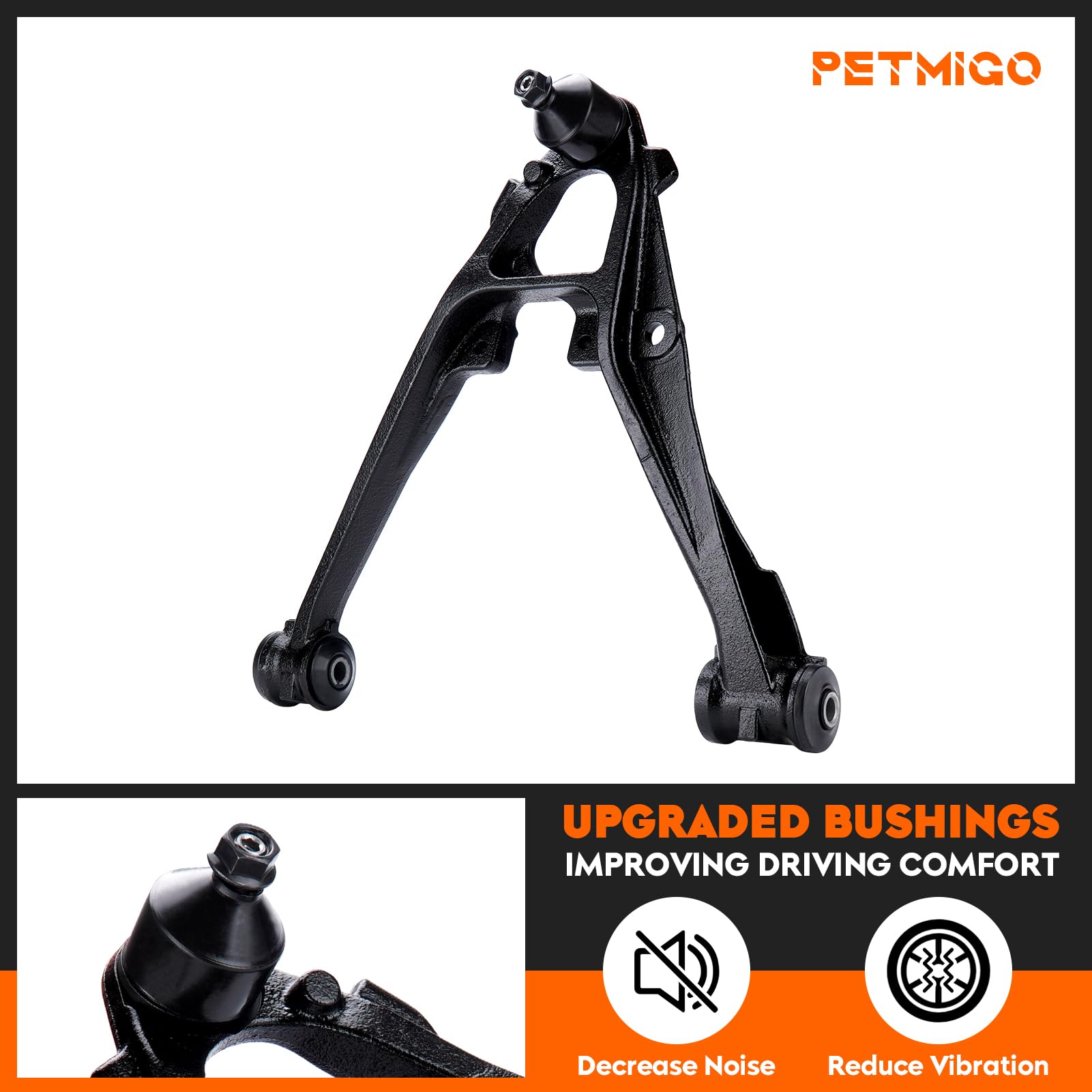 PetMigo control arm installed on front suspension improving steering stability