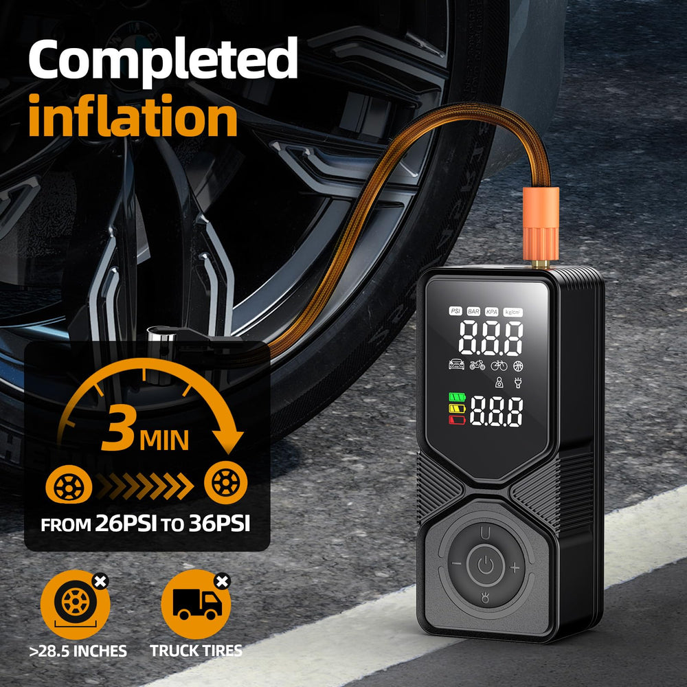 PEVALON digital display close-up showing preset PSI for accurate inflation