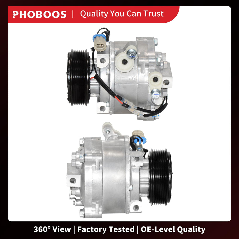 PHOBOOS compressor next to ruler showing 95mm pulley diameter and scale