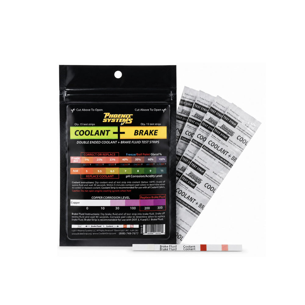 Phoenix Systems front packaging showing 15 double-ended strips and foil pack benefit quick checks