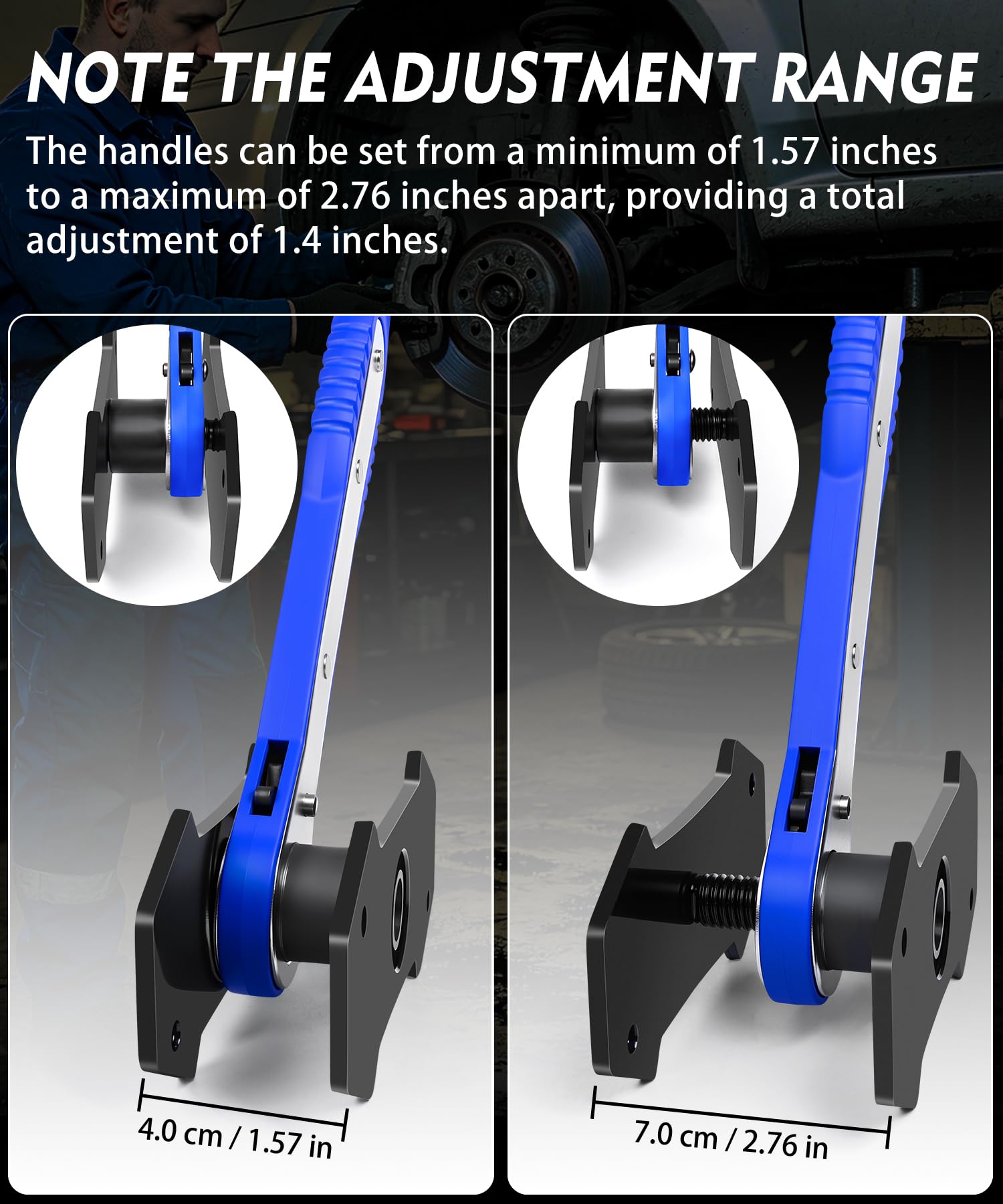 PHYRLRDOW rubber‑tipped hooks holding caliper to protect vehicle finish