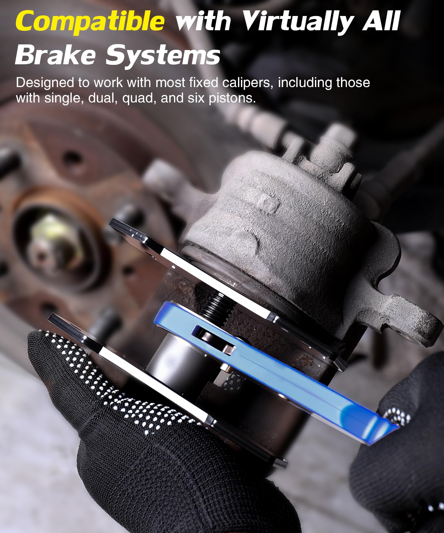PHYRLRDOW tool compressing a caliper piston for even retraction control