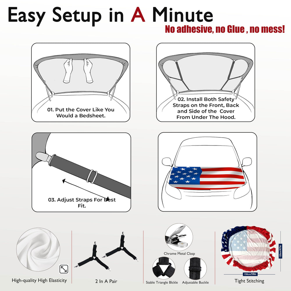 PHYZNIX hood flag on pickup illustrating universal fit and wind resistance