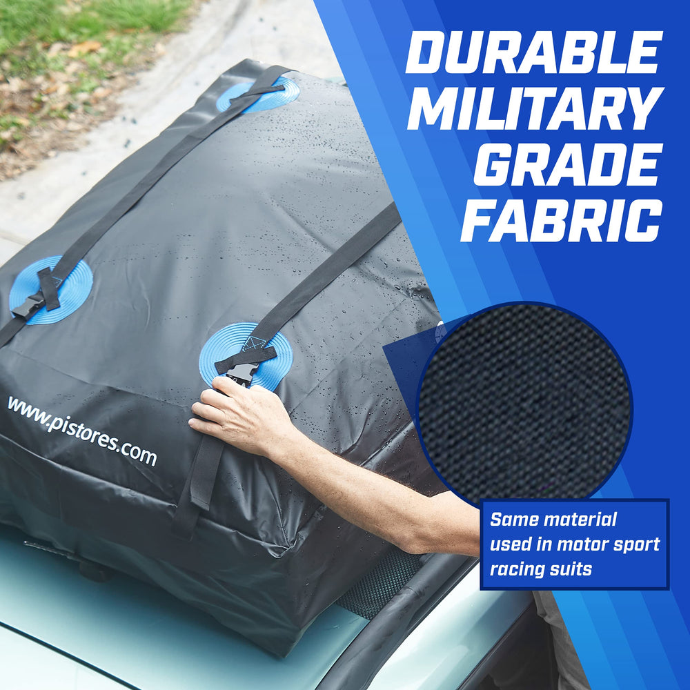 P.I. AUTO STORE close-up of waterproof zipper and welded seams for protection