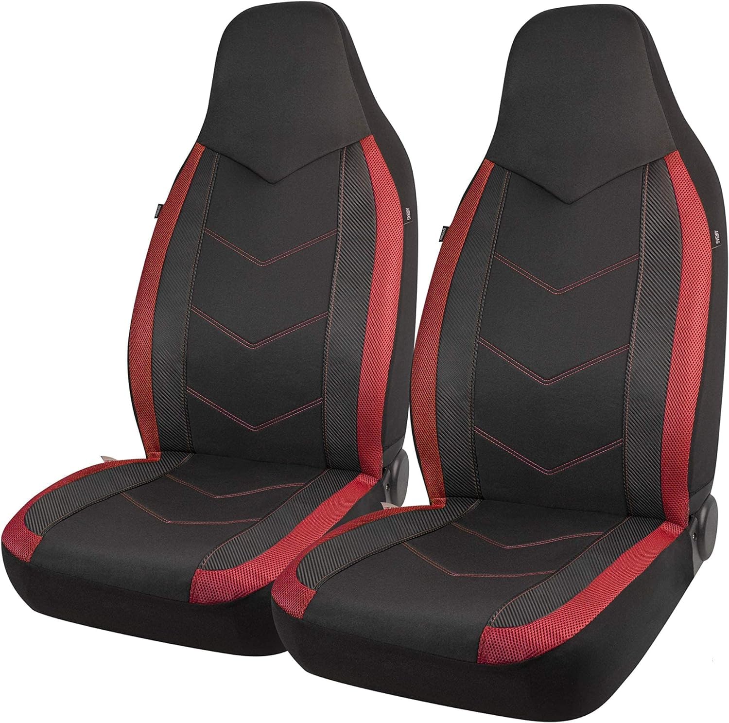 PIC AUTO front view showing red high-back seat cover and sport look benefit