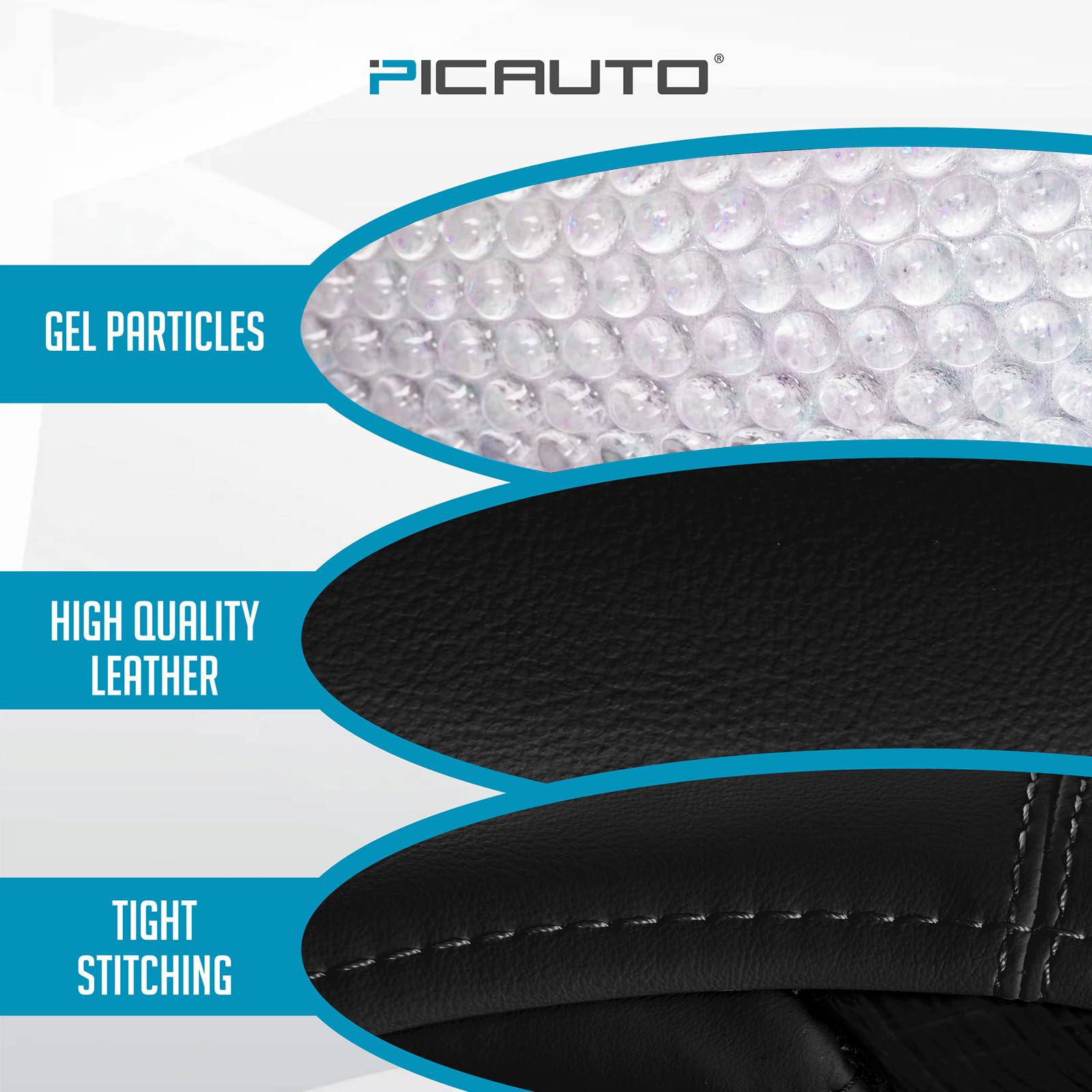 PIC AUTO leather grain detail highlighting genuine leather quality and durability