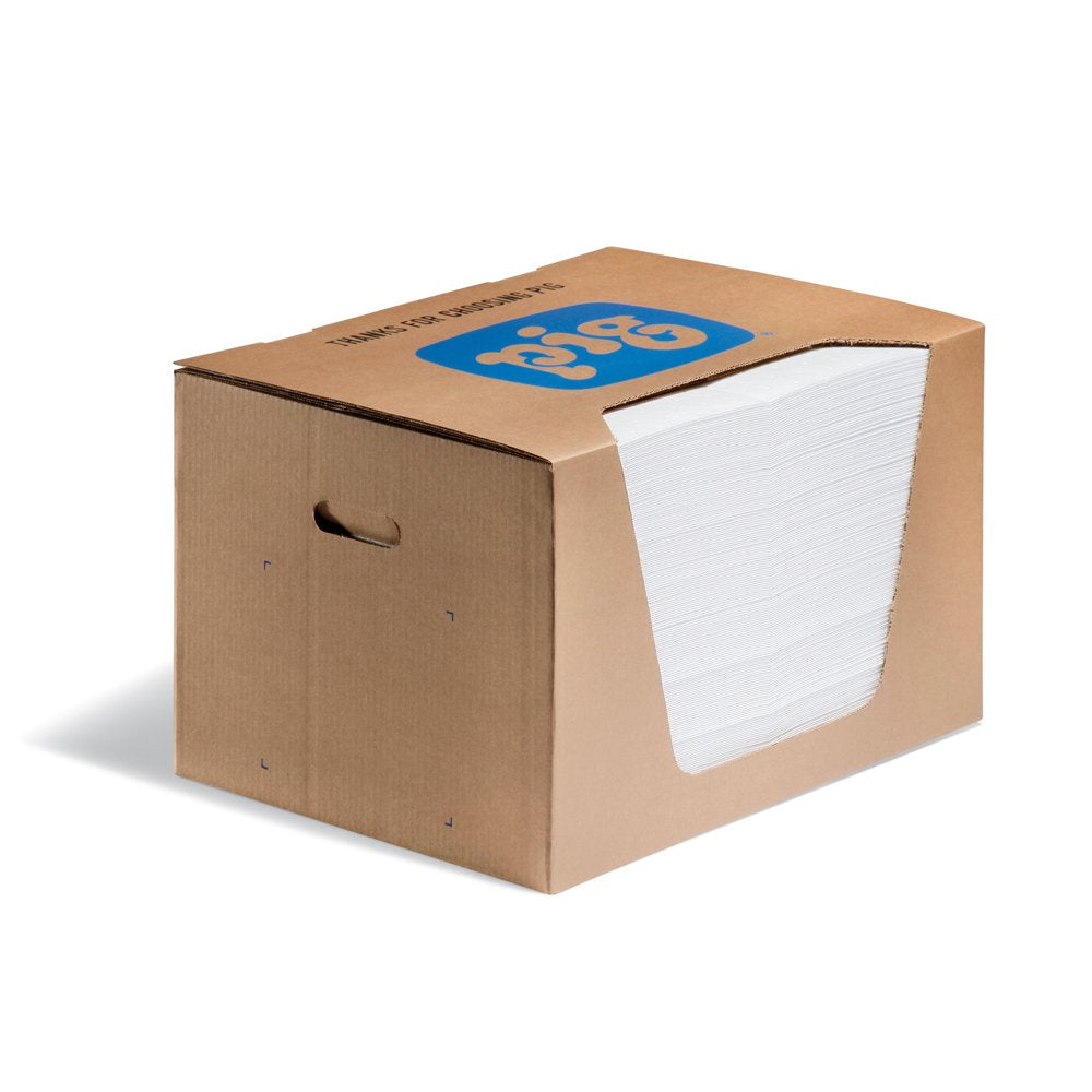 PIG dispenser box front view showing neat storage and quick access benefits