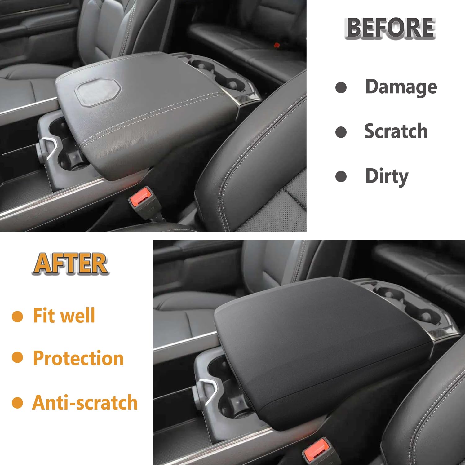 PIMCAR console cover in use with driver resting arm, improving comfort