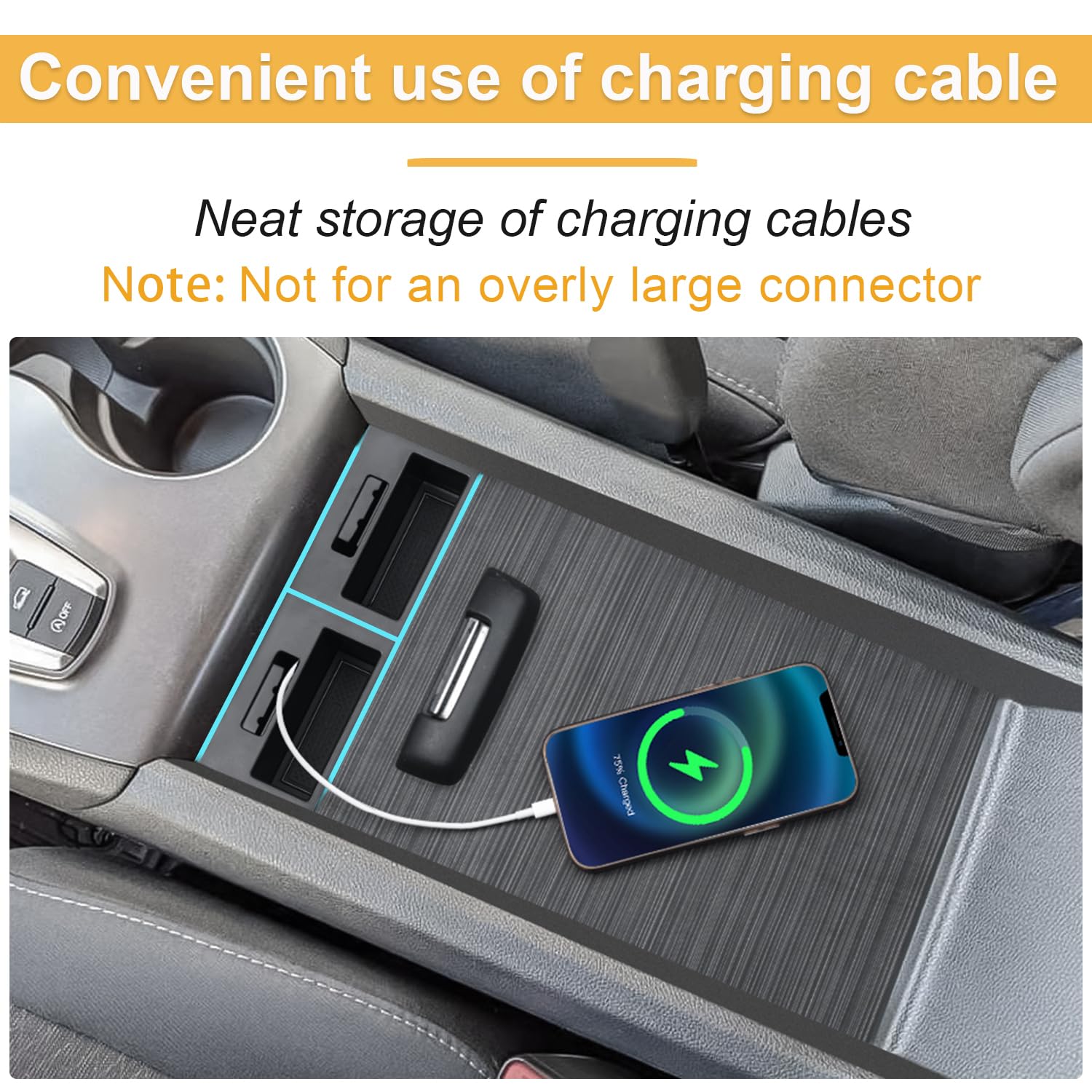 PIMCAR phone seated in well for secure charging benefit