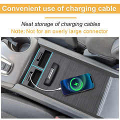 PIMCAR phone seated in well for secure charging benefit