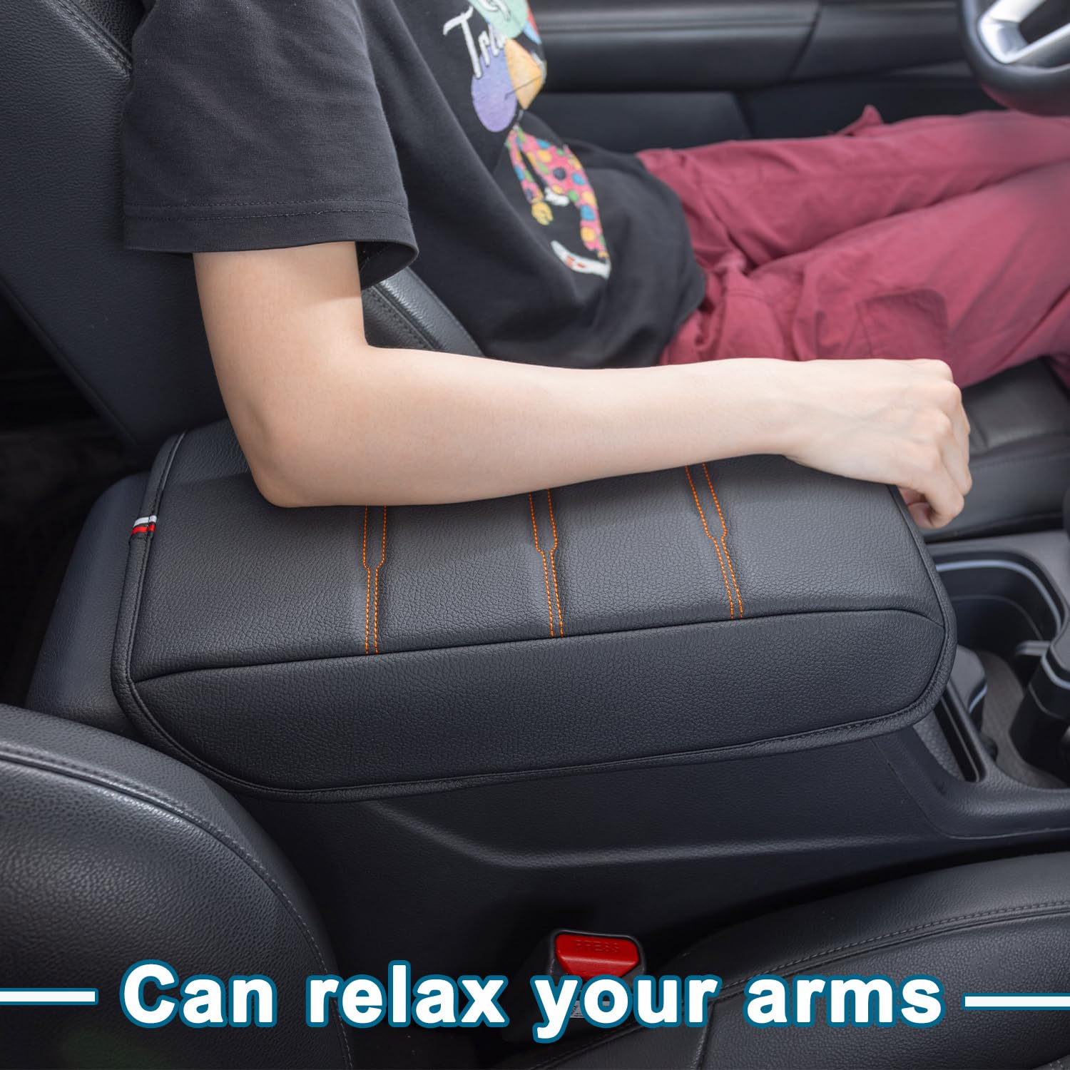 PIMCAR console cover repelling liquid to show waterproof, easy-clean benefit