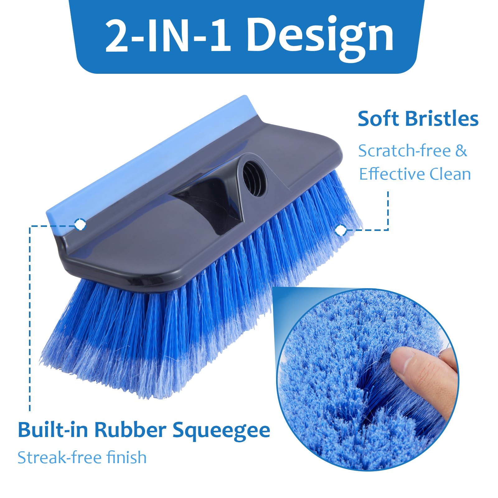 PIMEKOY close-up of soft bristles and rubber squeegee protecting surfaces