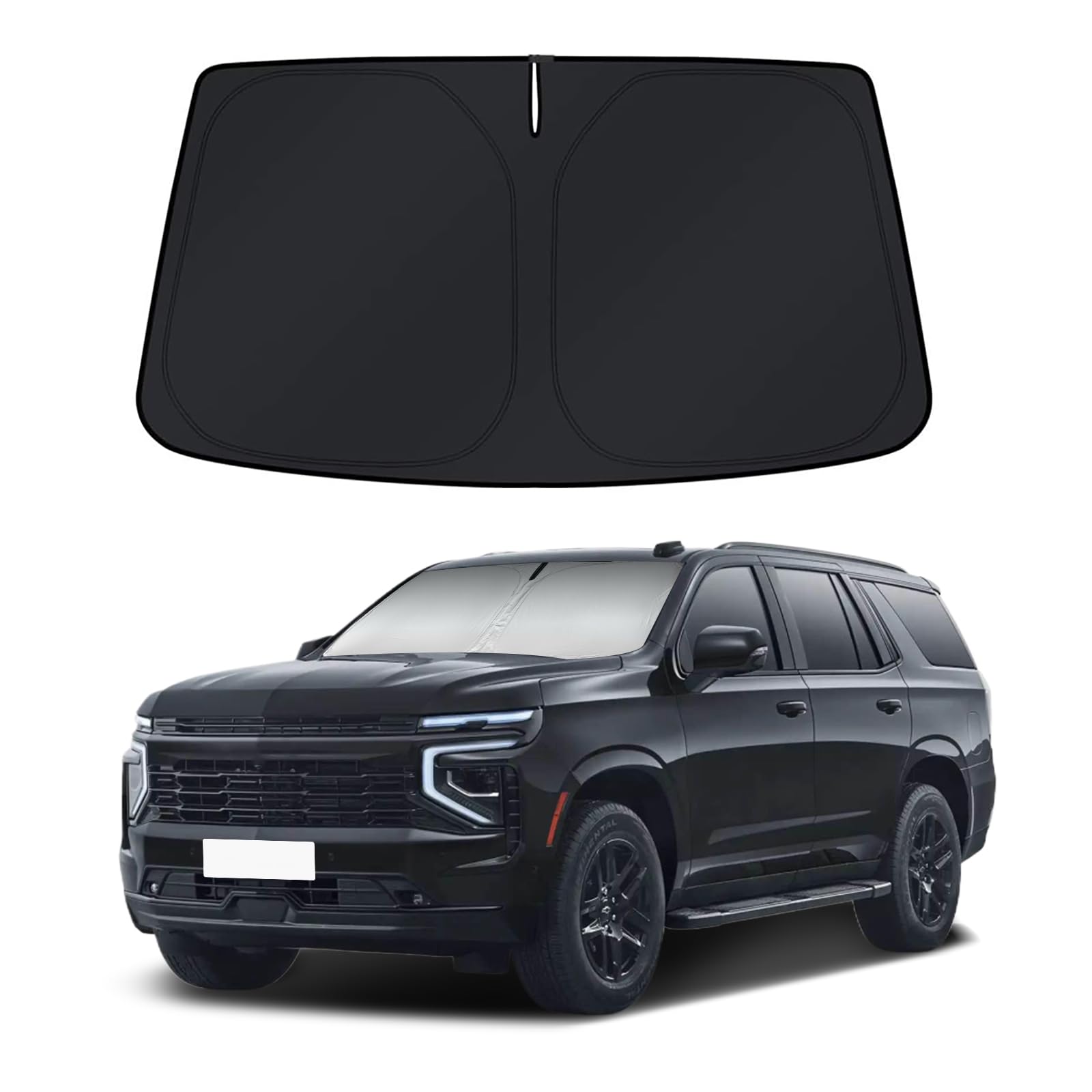 PinBaoLaLa front installation showing perfect Tahoe windshield coverage and cooler cabin benefit