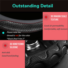 PINCTROT microfiber leather and red stitching detail, durable refined look