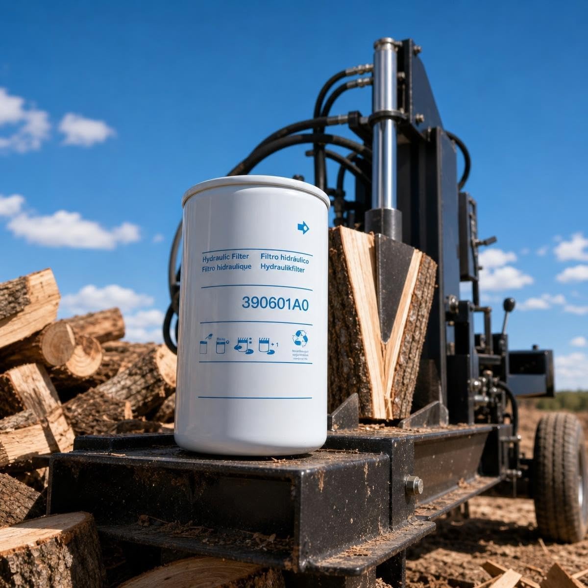 PioneerFilter Co 390601A0 installed on SPEECO log splitter for reliable filtration