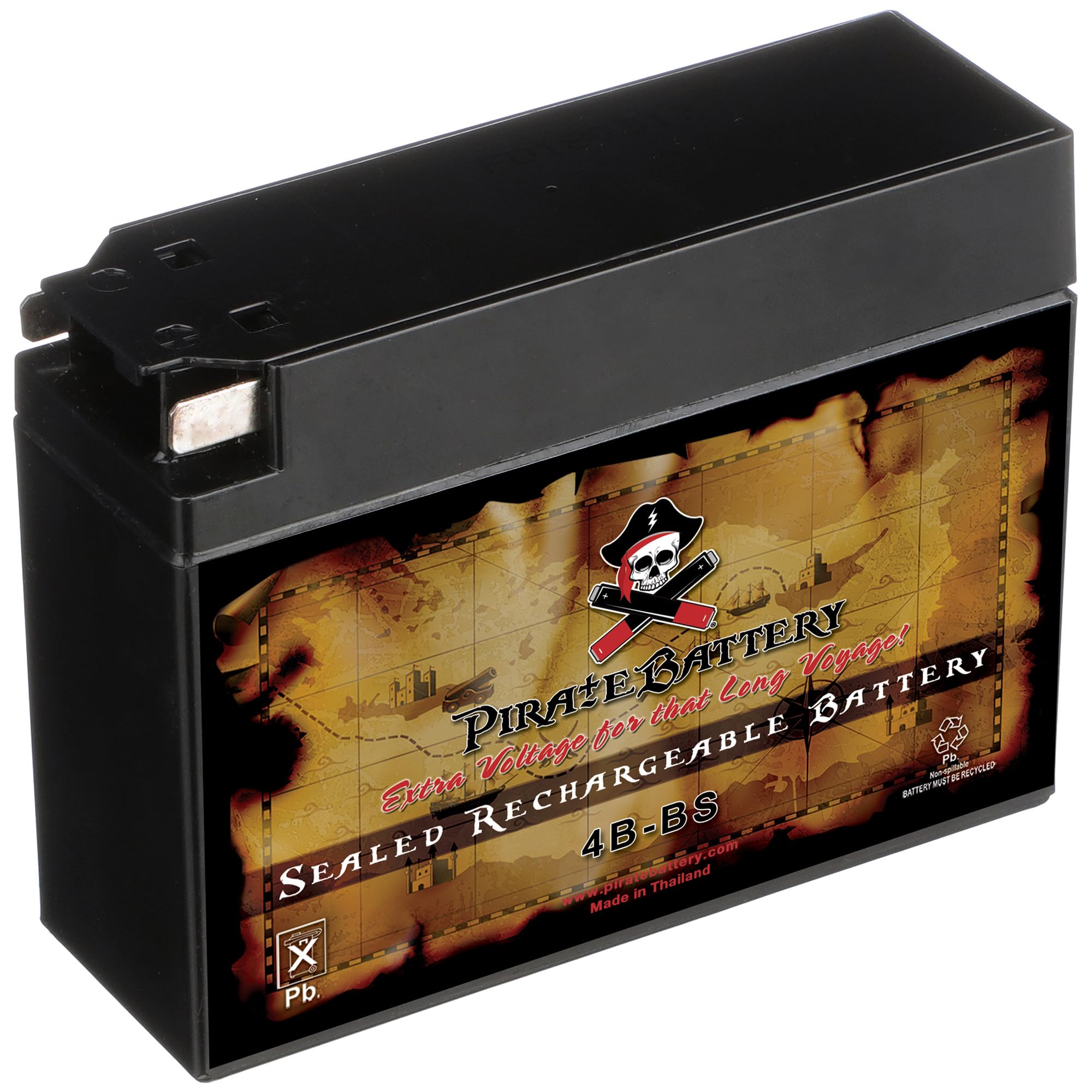 Pirate Battery top view highlighting tab terminals for fast secure connections