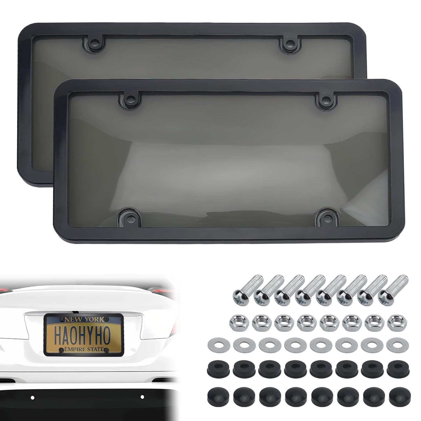 PLALEI front view clear license frame showing neat protection and polished look